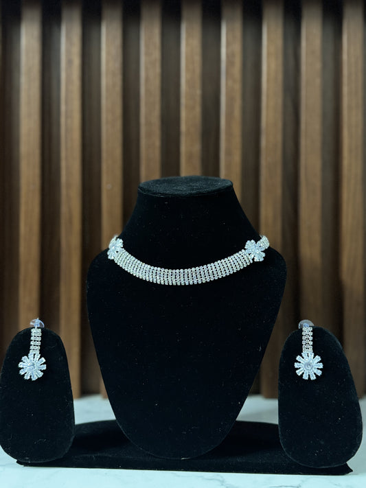 Elegant Silver Crystal Necklace & Earring Set – Bridal & Party Jewelry