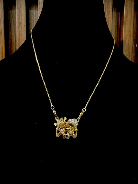 "HowitLook" Lover's Pendant Set – Romantic Gold-Plated Artificial Jewelry for Women